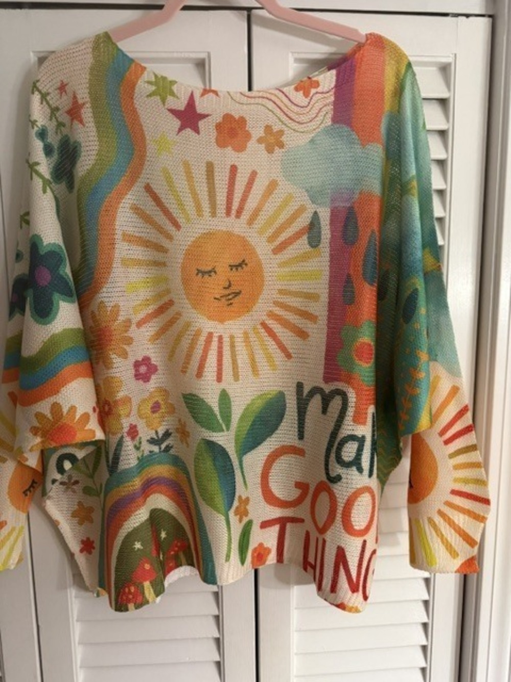 L179 | Loowie Retro Sunshine Floral Printed Knit Sweater | Round Neck | One Size
